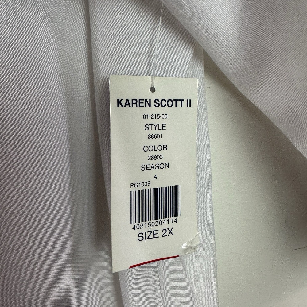 Karen‎ Scott Top Womens 2X White 3/4 Sleeve Button Up Blouse Career NWT - Picture 3 of 10